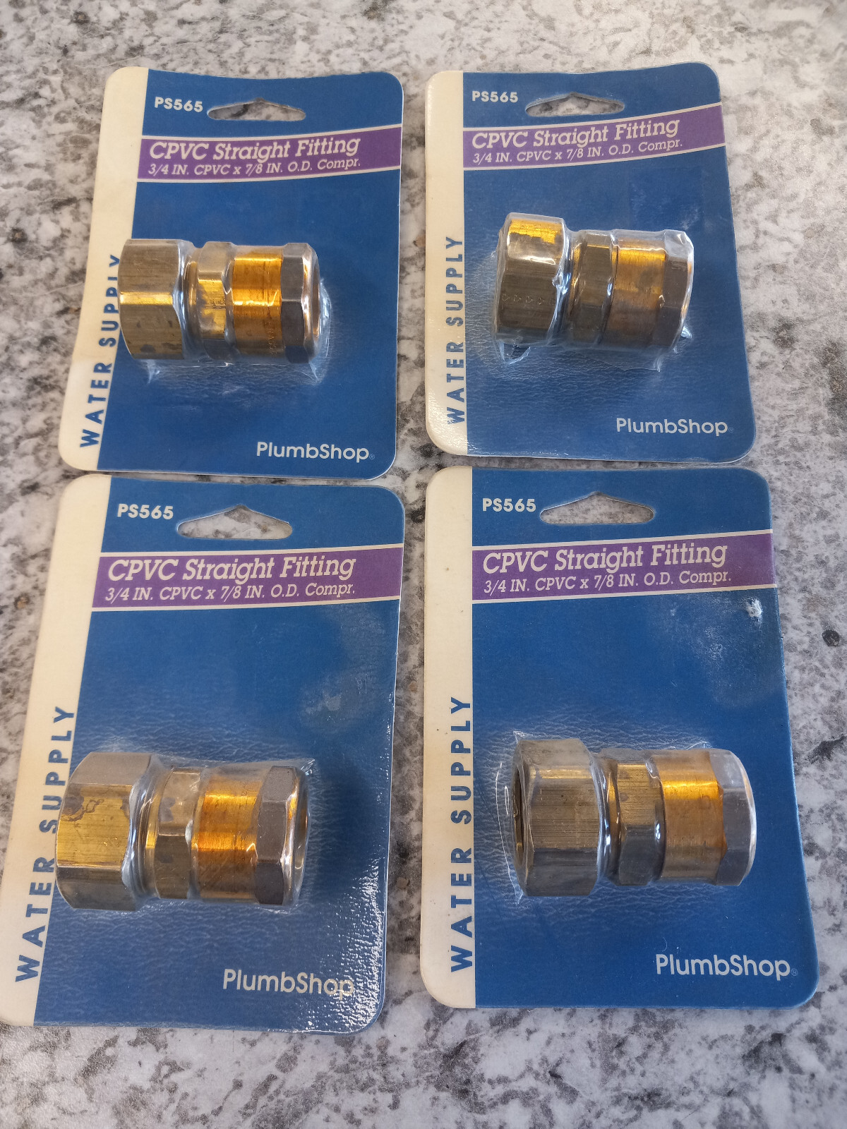 Water Supply Fitting Lot 3/4" CPVC X 7/8" OD Compression Brass Plumbing Adapter