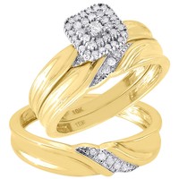 Diamond Trio Set 10k Yellow Gold Ladies Engagement Ring Mens Wedding Band .21 Ct on sale Diamond Trio Set 10k Yellow Gold Ladies Engagement Ring Mens Wedding Band .21 Ct on sale