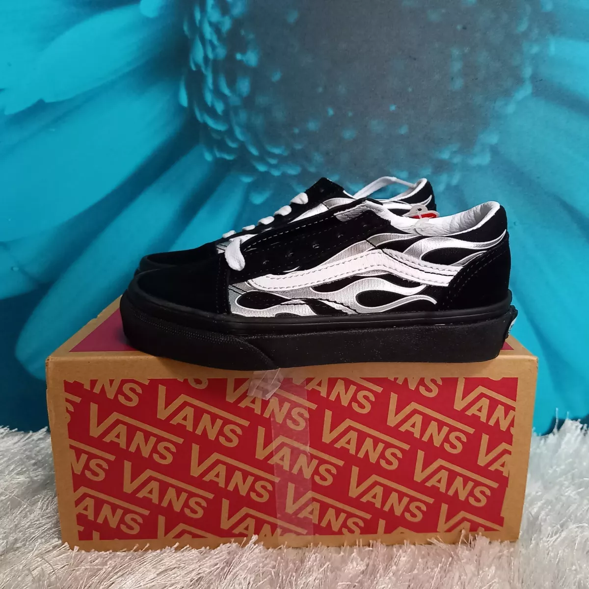 Vans black & red old skool flame trainers store