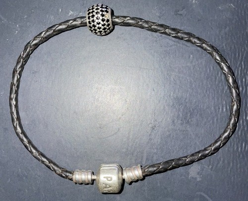 Pandora Black Leather 8” Bracelet 