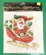 Santa Claus Sewing Applique 8" Sequins Beaded - Ugly Christmas Sweater - NEW