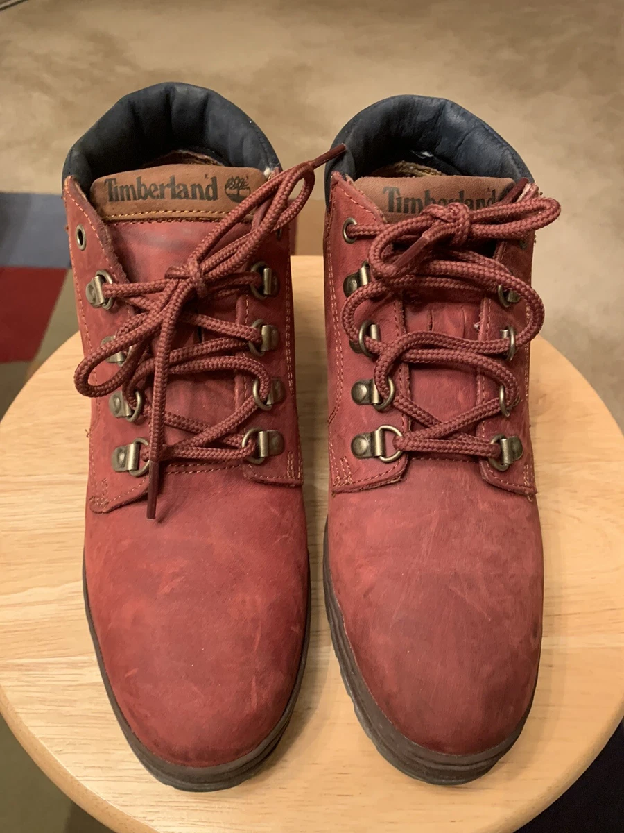 Timberland Womens US7.5M Burgundy Korea Suede Leather Hi Top Boots Shoes