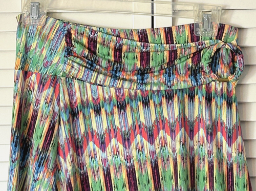 Womens PS Multicolor Maxi Skirt by Robert Louis Elast Waist Stretch Matl Pull-on - Picture 2 of 5
