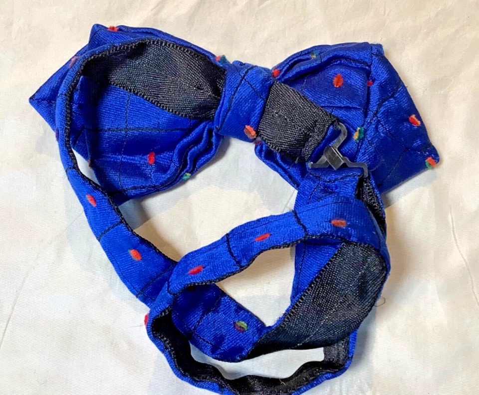 Pajarita vintage años 80 graduación formal boda azul real punto retro punk satinado Kramer Foto 4 de 4