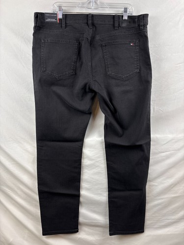 Tommy Hilfiger Mens Black Denim Jeans Slim Fit Straight Stretch Core 38X32 NWT - Picture 3 of 9