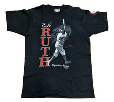 VTG 90s Babe Ruth Baseball Signature Series Single Stitch Black T-Shirt XL