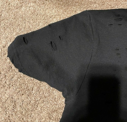 Galaxy by Harvic Hooded T-shirt with Holes in Body of Shirt Black New Size M - Picture 4 of 11