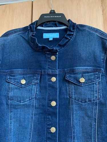 Chaqueta vaquera de mezclilla lavada oscura con ribete con volantes James Draper nueva con etiquetas talla XXL 2XL - Imagen 4 de 11