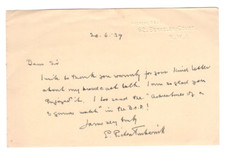 Edith Picton-Turbervill Signed Letter 1939/ Autographed Women's Suffrage, Writer