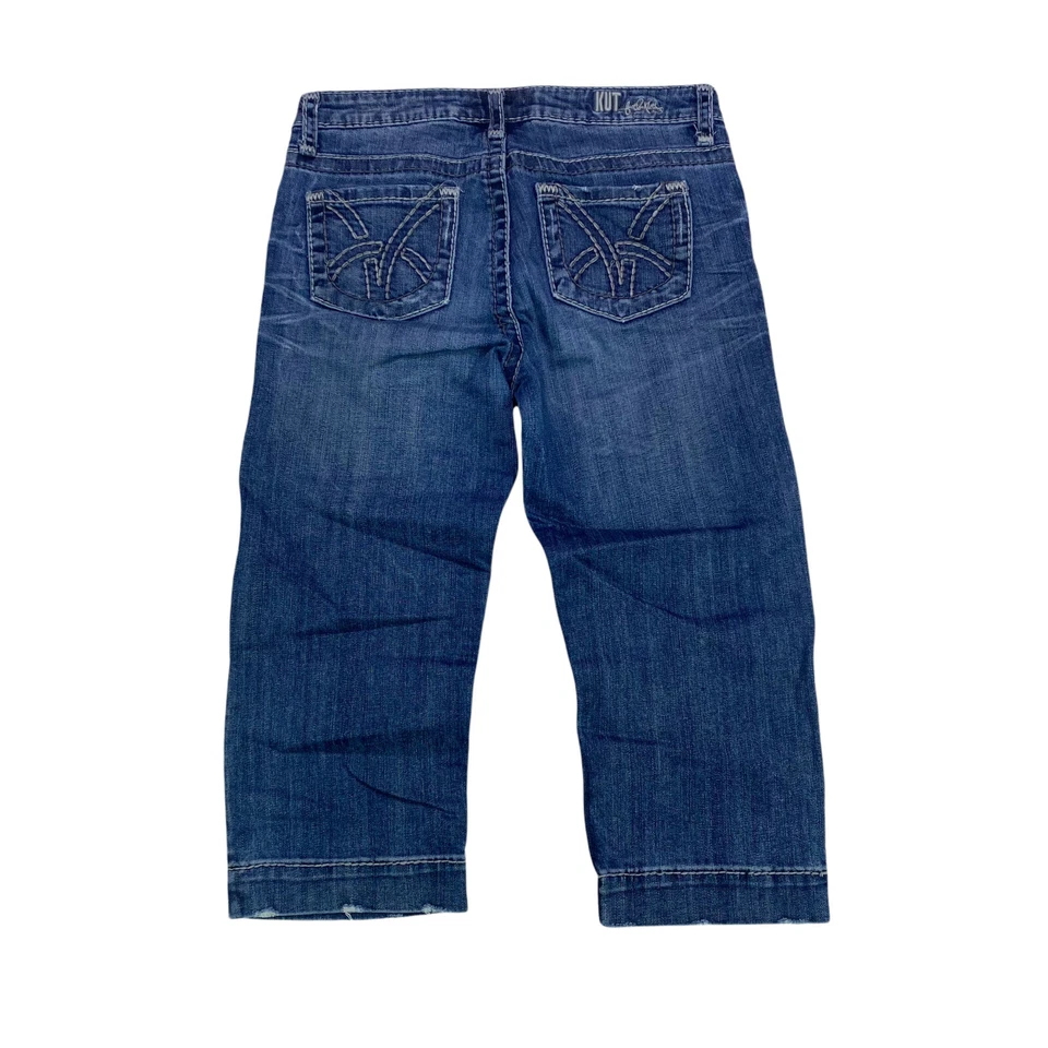 KUT from the Kloth Jeans Cropped Size 2 Low Rise Medium Wash Thick Stitch Denim - Image 2 of 4