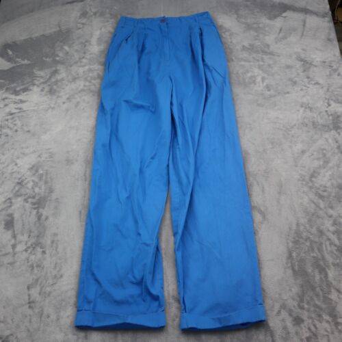 Head Sport Pants Womens 10 Blue Wide Leg High Rise Button Pocket Cotton Pleated - Picture 1 of 17