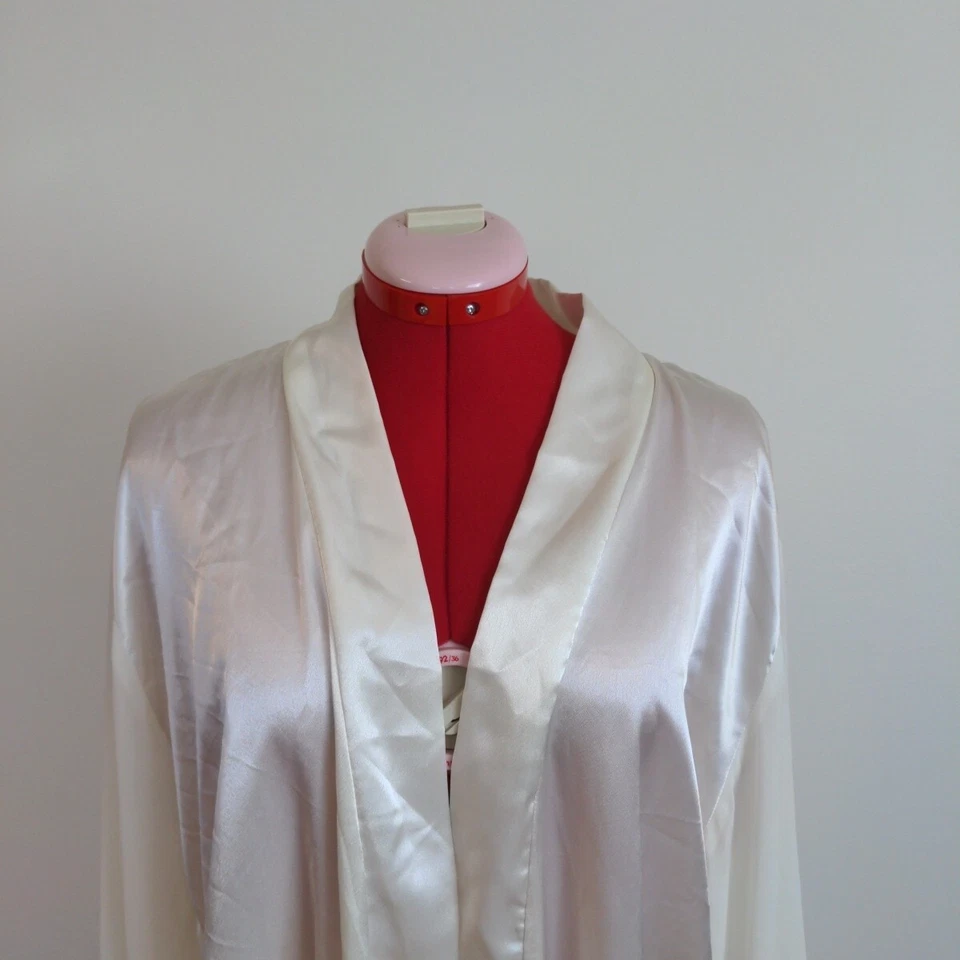 全新带标签 复古 LORD & Taylor 中号(8-10) 女式睡衣长袍 象牙色 — 第 3/4 张图片