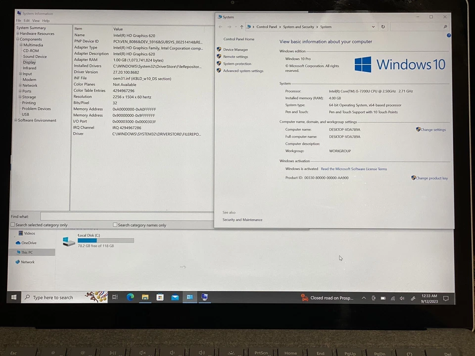 Microsoft Surface 1769| i5-7200U| 4GB RAM| 128GB SSD| Win10Pro| Touch| 13.5" - Image 4 of 4