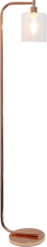 LF1036-RGD Antique Style Industrial Iron Lantern Floor Lamp with Glass Shade, Ro - Picture 2 of 11