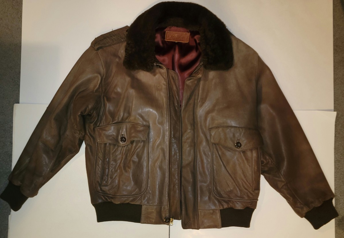 VTG BROOKS BROTHERS Brown Sheepskin BOMBER JACKET RN 77643 Style