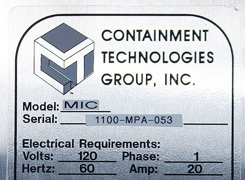 Containment Technologies Group MIC Glove Box/Isolator/Isolation Chamber - Picture 10 of 10
