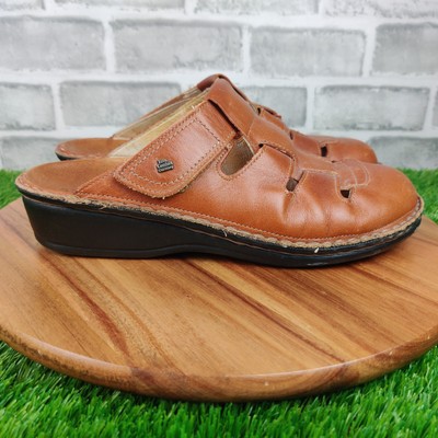 Finn Comfort Java Sandals Womens 10 D Brown Leather Slip On Shoes Clogs Germany