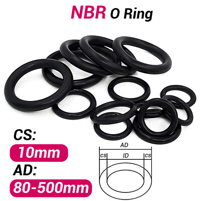 O Ring 80mm-500mm Schnurstärke 10mm NBR Dichtungsring Dichtring O-Ring Gummirin