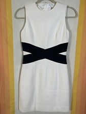 Michael Kors Collection Womens Sleeveless Dress Cream Black Stretchy size 2