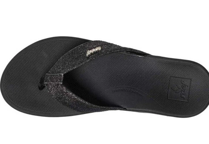 Sandalias para mujer Reef Star cojín atrevidas negras brillantes talla 7 Foto 2 de 2