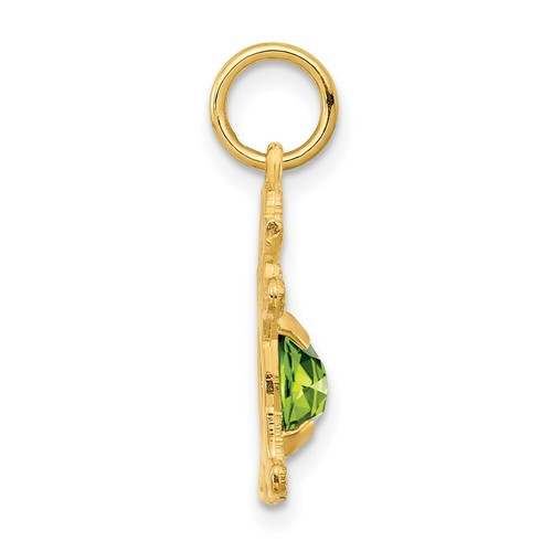 14K Yellow Gold Girl 6x4 Oval Genuine Peridot-August Charm - Picture 2 of 3