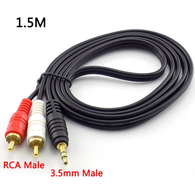 3/5/10M AUX Audio extend Cable Speakers 2 RCA Male to 3.5mm Stereo Jack Sound AV - Image 2 of 4