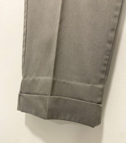 VINTAGE 60'S CHINO GRAY FADED WORK TALON CUFFED COTTON DRESS PANTS 32x26 RARE - Picture 9 of 17