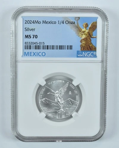 2024 Mo Mexico 1/4 Onza Silver Libertad MS70 NGC Mexico Label *1909