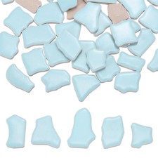 500g/1.1LB 0.79"-1.57" Irregular Ceramics Mosaic Tiles, Light Blue