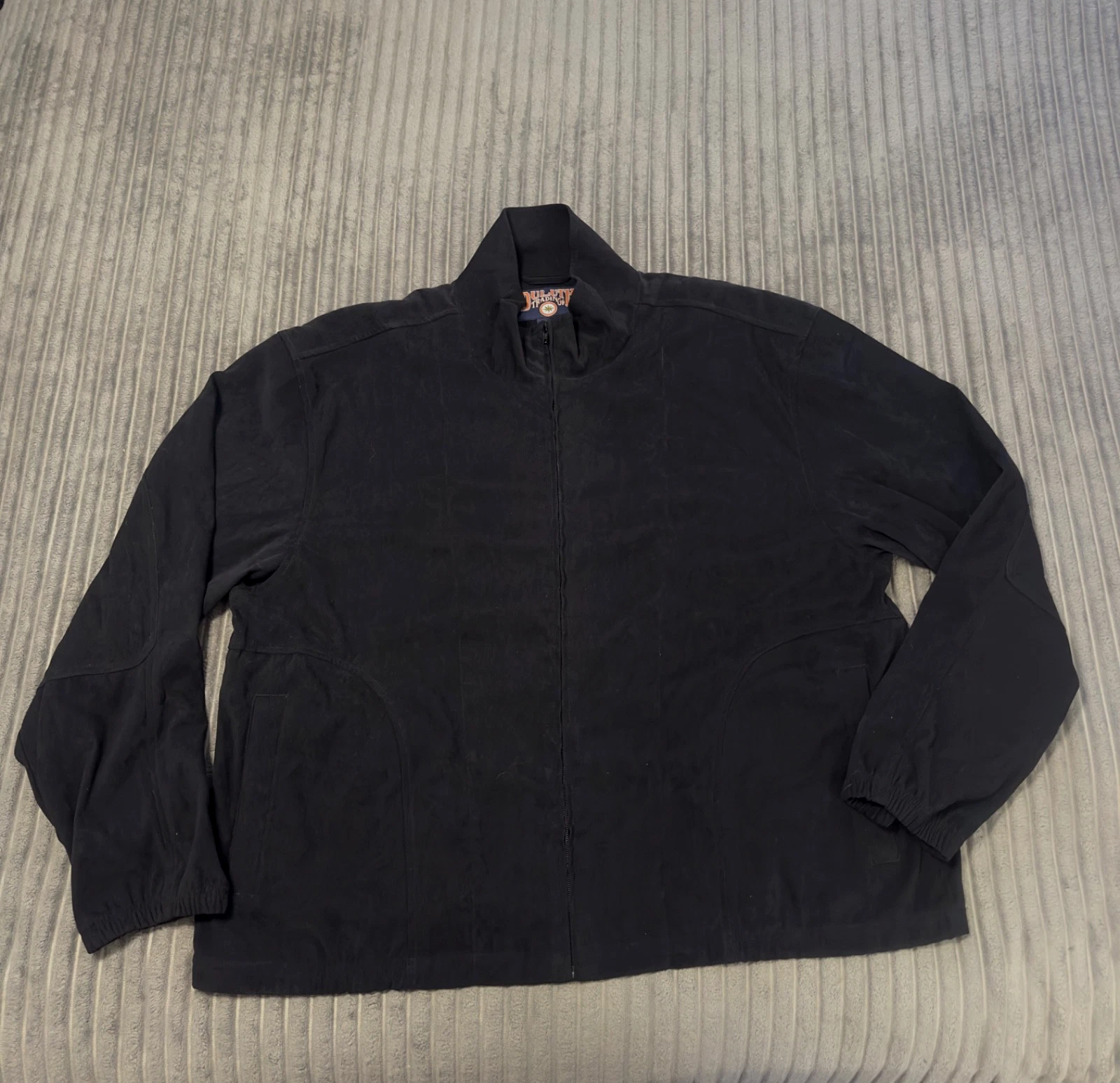 Duluth Trading Co Jacket Mens 2XL Black Microsuede Full Zip Preppy Classic Core