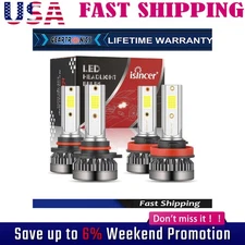 4x 9005+H11 LED Headlight Bulbs Combo 6000K White High Low Beam Kit Super KY