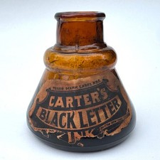 Paper Label CARTER&rsquo;S Black Letter Ink, Amber Mold Blown Cone Ink