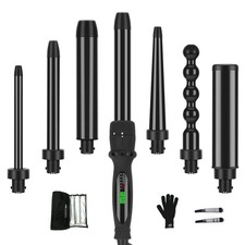 Curling Iron,7 in 1 Curling Wand Set with 7 Interchangeable Barrels and Heat ...