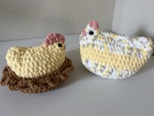 Buttercup  Biscuit Handmade Crochet Chicken Plush Mama Baby Nest Set