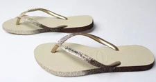 Havaianas Women's Slim Sparkle Flip Flops LB3 Sand Grey US:6 EU:37-38 BR:35-36