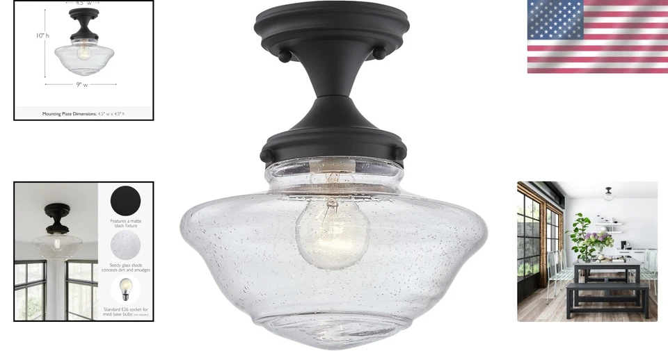 Elegante luz de techo escolar, LED regulable, negro mate y vidrio, 800 lúmenes Foto 2 de 4