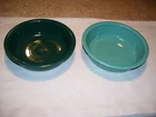 Pair of Vintage Fiesta Pottery Green Cereal or Serving Bowls