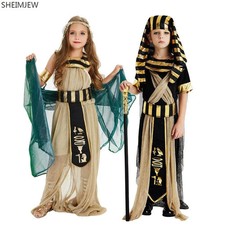 Boy Girl Egyptian Pharaoh Cleopatra Prince Princess Dress Children King Costume