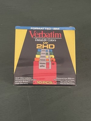 Verbatim 3.5'' Floppy Diskettes Colors MF 2HD Formatted IBM 1.44MG Sealed 10 pack