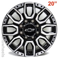 4 New 20 Chevy Silverado 2500 3500 Hd Oem Black Mach 8 Lug Wheels Rims Sq9 4 New 20 Chevy Silverado 2500 3500 Hd Oem Black Mach 8 Lug Wheels Rims Sq9