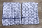 Roller Rabbit Pillowcases Set Of 2 White Blue Geometric Print Standard Size