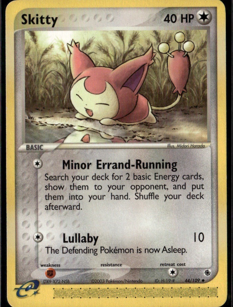 Skitty Uncommon Ruby and Sapphire 44/109 Colorless Pokemon Card