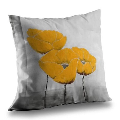 Begin Home Decor C1PC14148154OX 14 x 14 in. Three Yellow Flowers Throw - Flor...
