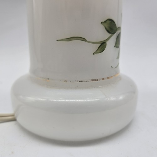 Hand Painted Vintage Milk Glass Lamp Roses Flowers Flower Pink White Boudoir - Picture 8 of 11