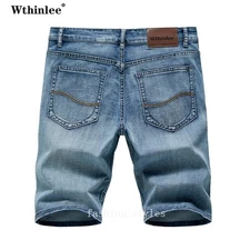 Summer Shorts Jeans Men Denim Pants Stretch Slim Straight Male Short Jeans
