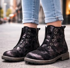 Dolce Vita Girls Combat Boots Youth 3 Black Camo Ankle Moto Zip Up Biker