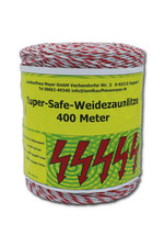Weidezaunlitze Super-Safe 400m Wei&szlig;/Rot Weidezaun Litze TOP Kupferleiter NEU