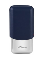 NEW! S.T. Dupont Blue Triple Case For 3 Cigars Leather & Metal -Only One On eBay