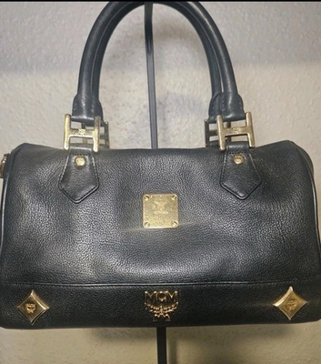 #ad mcm black medium satchel top handle handbag $165.00