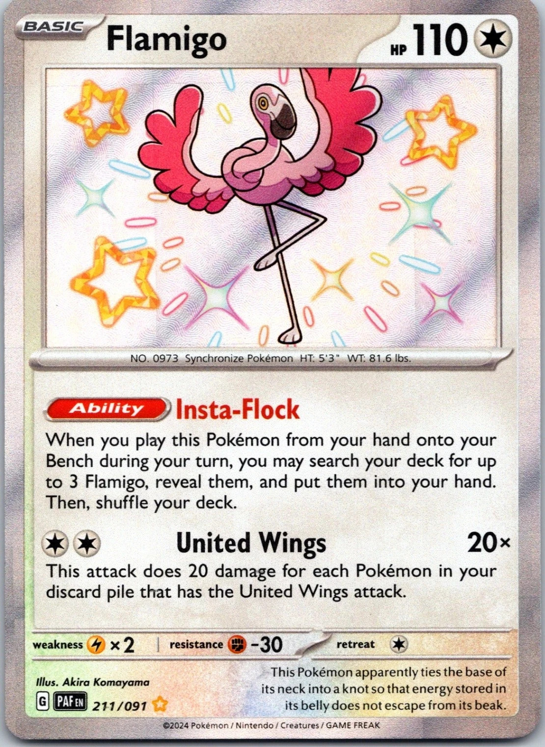 Flamigo Shiny Rare SV: Paldean Fates 211/091 NM
